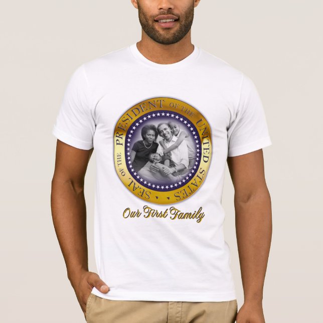 Camiseta Nossa primeira família, presidente Barack Obama (Frente)