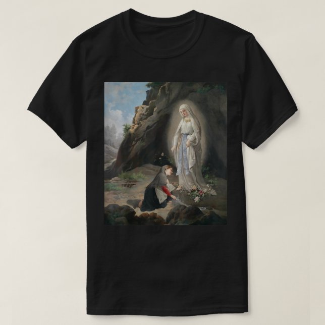Camiseta Nossa Rua de Lourdes Bernadette immacula Mary (Frente do Design)