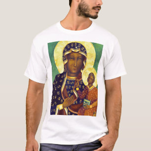 Camiseta Nossa senhora do Polônia preto do ícone de