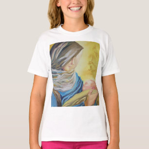 Camiseta Nossa Senhora do Silêncio segurando o menino Jesus