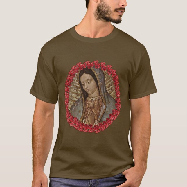 CAMISETA NOSSA SENHORA GUADALUPE COM ROSAS ESPANHÓIS (Frente)
