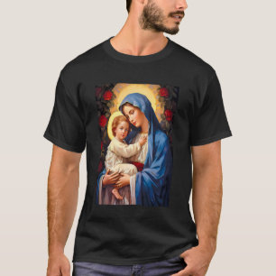 Camiseta Nossa Senhora Virgem Maria com Jesus Bebê Sacr Cat
