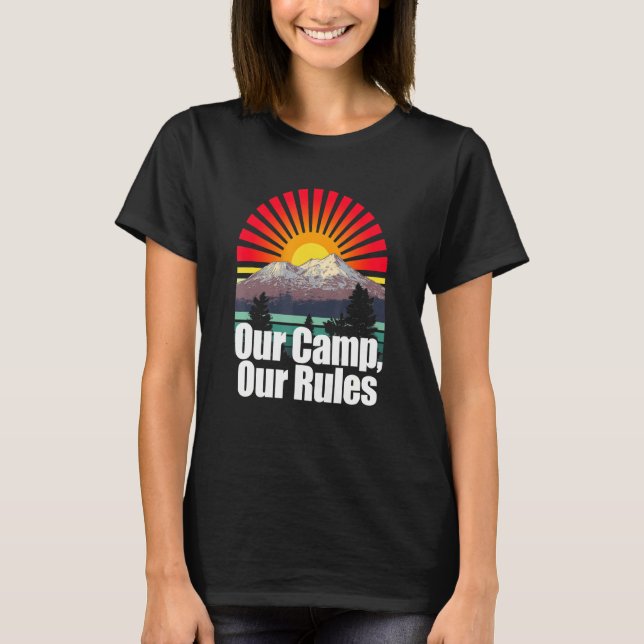 Camiseta Nosso acampamento Nossas Regras Tropicais Ao Ar Ex (Frente)