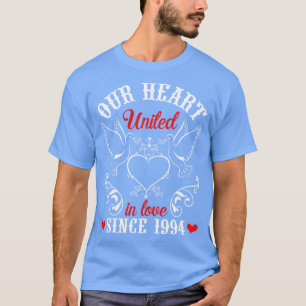 Camiseta Nosso Coração Se Uniu Apaixonado Desde 1994 Feliz 