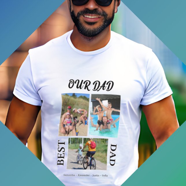Camiseta Nosso melhor Pai Colagem de Fotos Personaliza Pais (Criador carregado)
