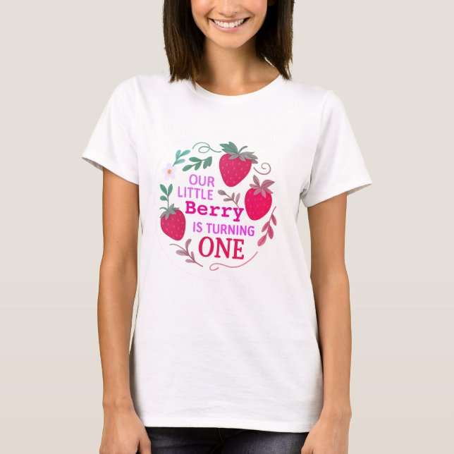 Camiseta Nosso Pequeno Berry Está Virando Um primeiro anive (Frente)