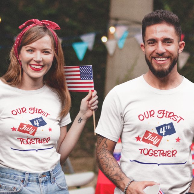 Camiseta Nosso primeiro 4 de julho juntos - T-Shirt Casal (Criador carregado)