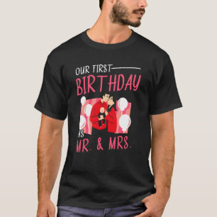 Camiseta Nosso Primeiro Aniversário Como Dizeres de Sr. e S