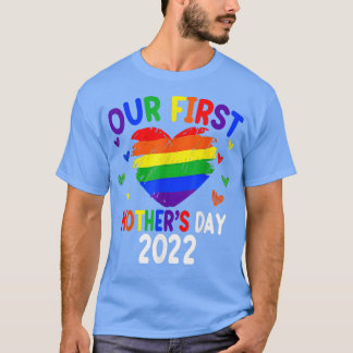 Camiseta Nosso Primeiro Dia de as mães 2022 Rainbow Heart L