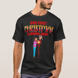 Camiseta Nosso Primeiro Natal como Mãe e Pai Foto de Bebê