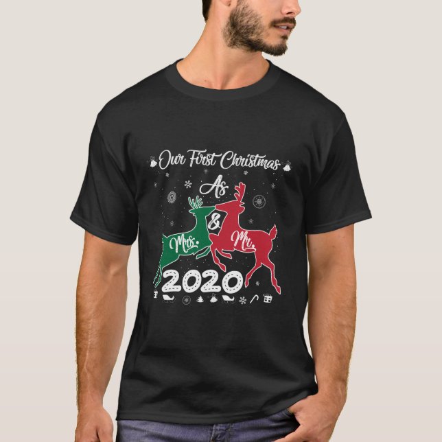 Camiseta Nosso Primeiro Natal Como Sr. E Sra. 2020 Matching (Frente)