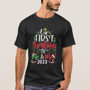 Camiseta Nosso Primeiro Natal Como Sr. e Sra. 2023 Matching