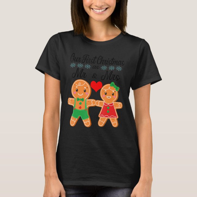 Camiseta Nosso Primeiro Natal Como Sr. E Sra. Gingerpão 202 (Frente)