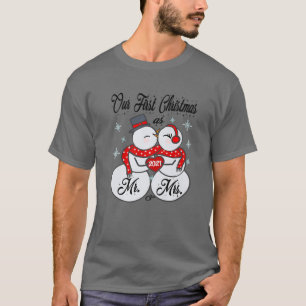 Camiseta Nosso Primeiro Natal Como Sr. E Sra. Matching PJ S