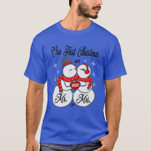 Camiseta Nosso Primeiro Natal Como Sr. E Sra. Matching PJ S