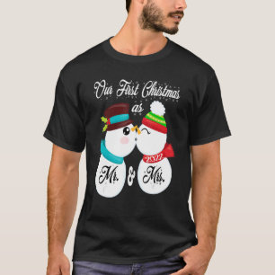 Camiseta Nosso Primeiro Natal como Sr. e Sra. Matching PJ S
