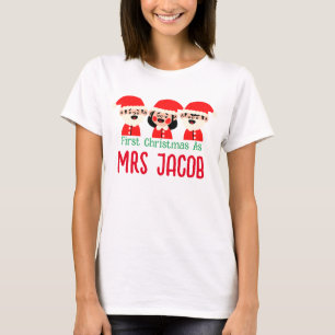 Camiseta Nosso Primeiro Natal como Sr. e Sra. Newlywing