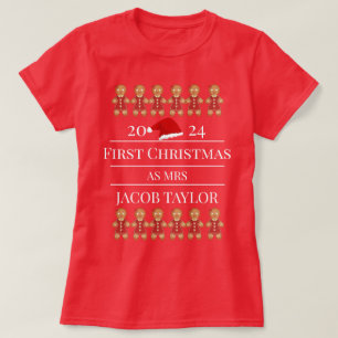 Camiseta Nosso Primeiro Natal como Sr. e Sra. Recém-Casados