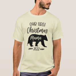 Camiseta Nosso Primeiro Natal Família Urso Mamãe Combinando