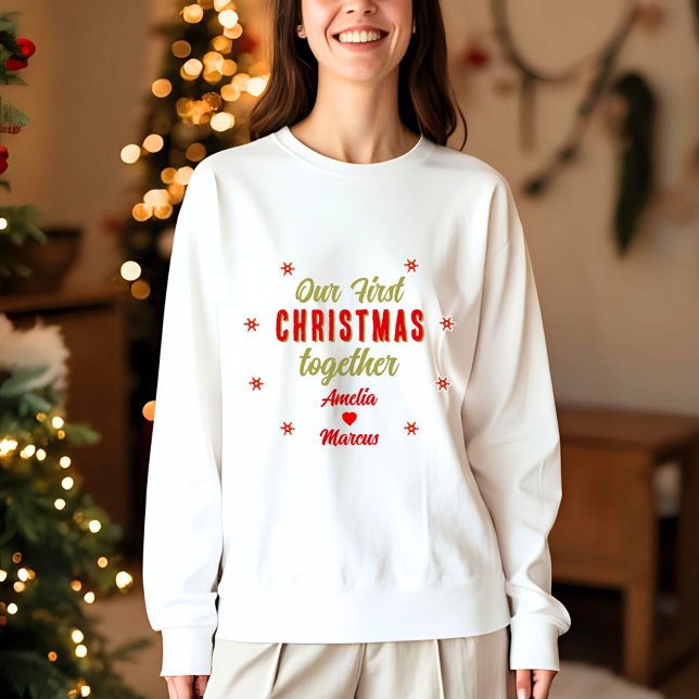 Camiseta Nosso Primeiro Natal Juntos Com Flocos De Neve (Criador carregado)