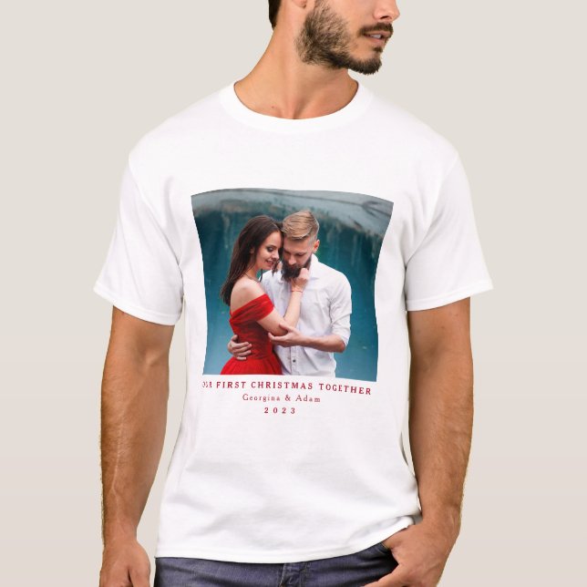 Camiseta Nosso Primeiro Natal Juntos Foto Personalizada (Frente)