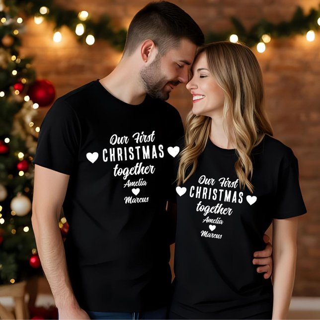 Camiseta Nosso Primeiro Natal Juntos, Preto (Criador carregado)