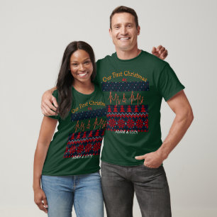 Camiseta Nosso primeiro Natal Sr. e Sra. /Casais recém-casa