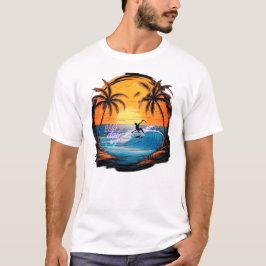 Camiseta Nostalgia de Verão - Um Paraíso de Praia Desenhado