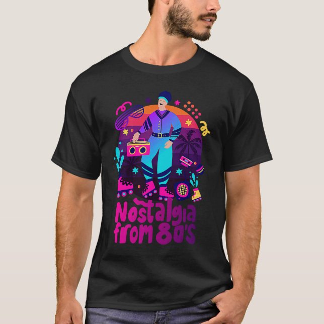 Camiseta Nostalgia From 80's Cool 80's Outfit Illustration  (Frente)