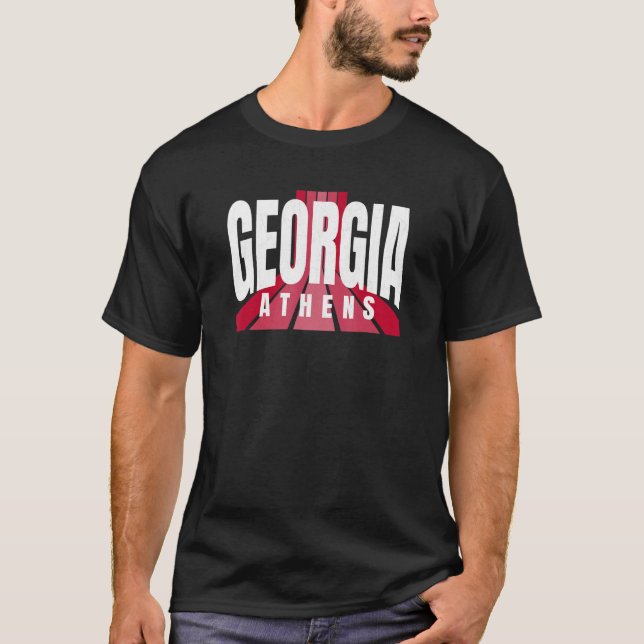 Camiseta Nostalgic Athens GA Red & Black Athens GA Striped  (Frente)