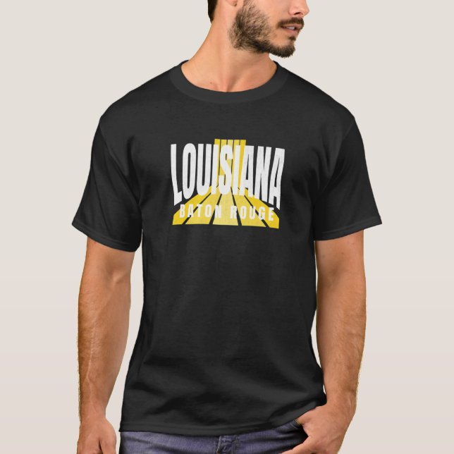 Camiseta Nostalgic Baton Rouge Cool Purple & Yellow Louisia (Frente)