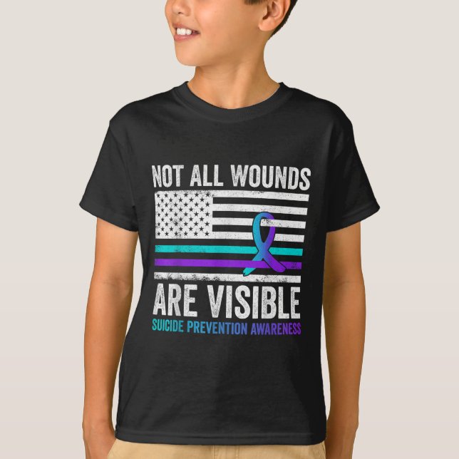 Camiseta Not All Wounds Are Visible American Flag Suicide P (Frente)