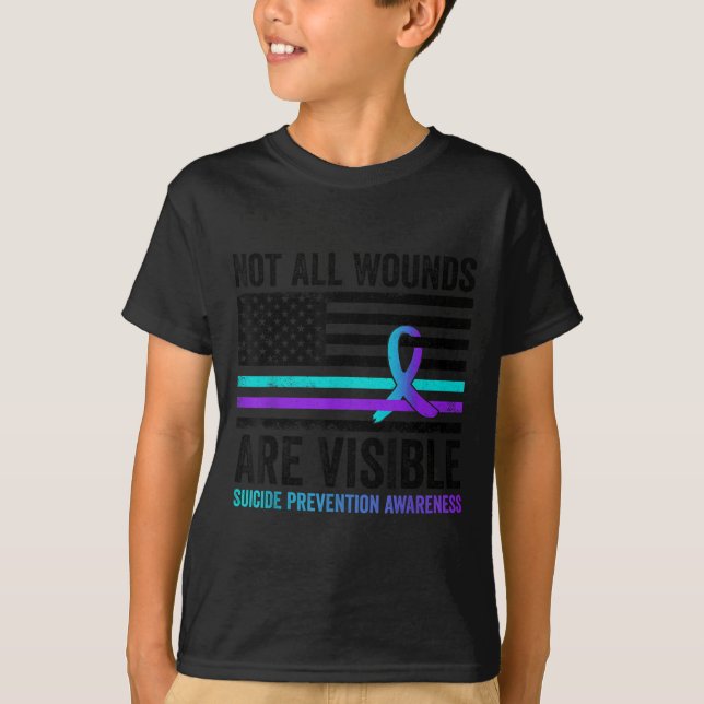 Camiseta Not All Wounds Are Visible American Flag Suicide P (Frente)