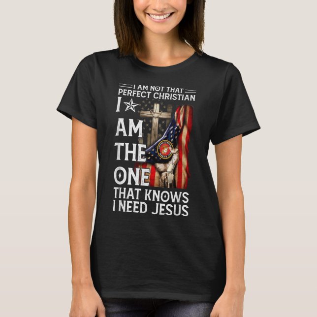 Camiseta Not Perfect Christian But Knows I Need Jesus Ameri (Frente)
