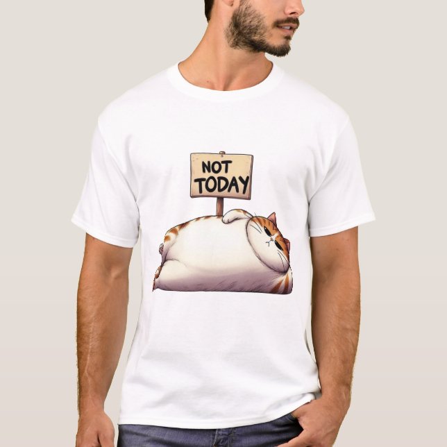 Camiseta Not Today Chubby Grumpy Cat with Sign (Frente)