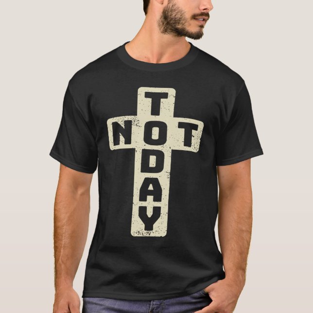 Camiseta Not Today Cross Not Today Satan Cool Christian Big (Frente)
