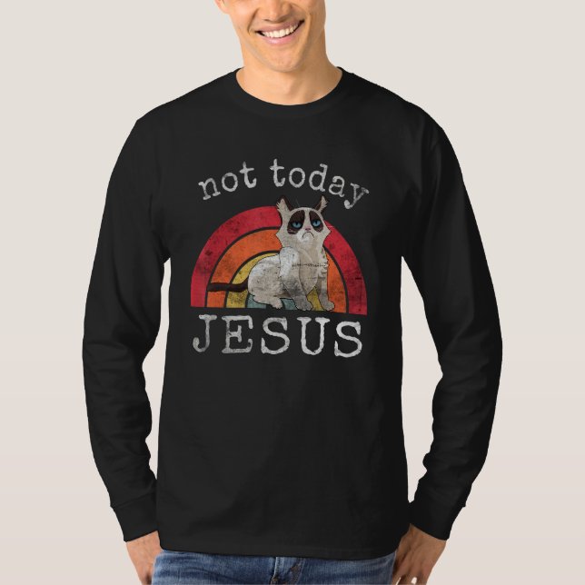 Camiseta Not Today Jesus Satanic  Cat Rainbow (Frente)