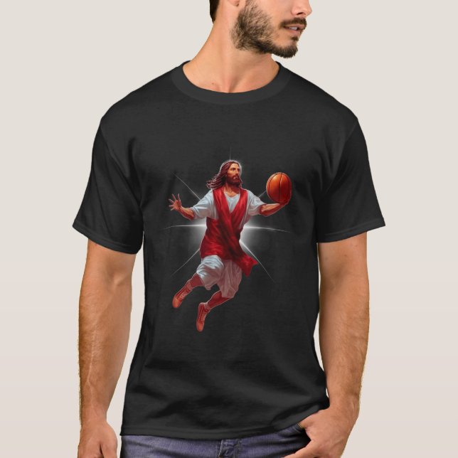 Camiseta Not Today Satan Jesus Funny Slam Holy Dunk Basketb (Frente)