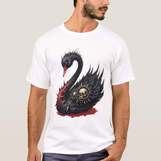 Camiseta Not Your Average Swan – Spikes, Skulls & Sass.  (Frente)