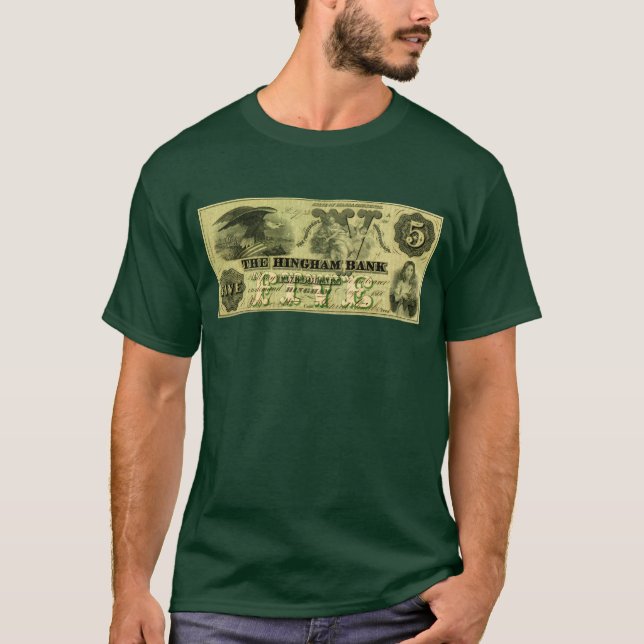 Camiseta Nota de 5 Dólares de Hingham Massachusetts, 1860 (Frente)