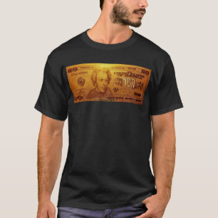 Camiseta Nota de dólar dos E.U. vinte do ouro