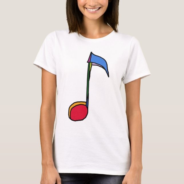 Camiseta nota de música colorida gráfica (Frente)