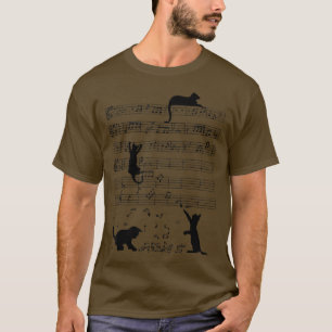 Camiseta Nota de Música de Folha Negra Engraçada