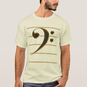 Camiseta Nota de Música de Limpeza de Bases Douradas
