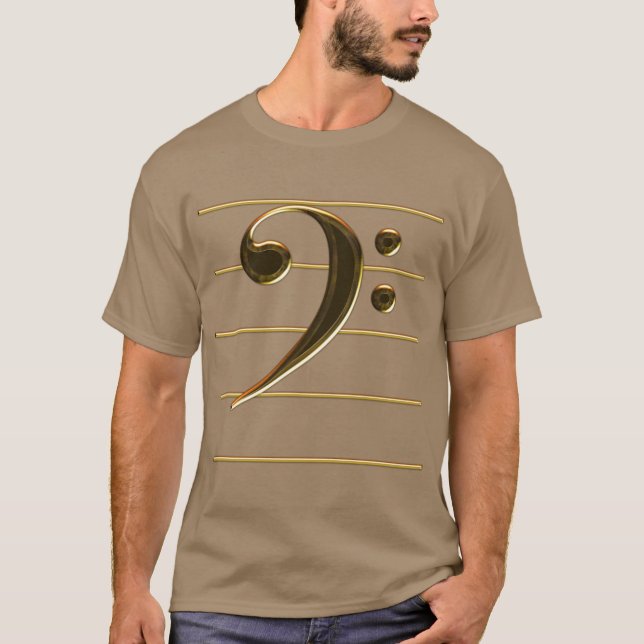 Camiseta Nota de Música de Limpeza de Bass Dourada (Frente)