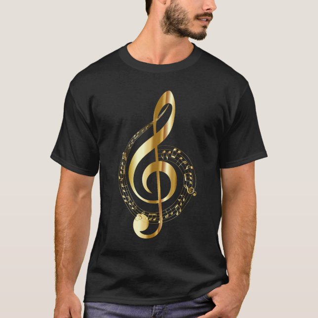 Camiseta Nota de Música Dourada (Frente)
