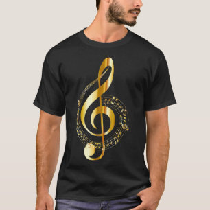 Camiseta Nota de Música Símbolo de Limpeza Dourada T para T