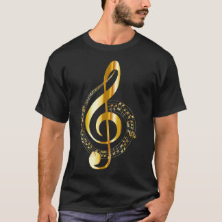 Camiseta Nota de Música Símbolo de Limpeza Dourada T para T