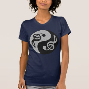 Camiseta nota do clave da música de yang do yin