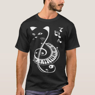 Camiseta Nota Musical de Piano de Gato